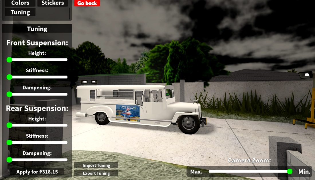 Diesel n' Steel screenshot: the full tuning menu