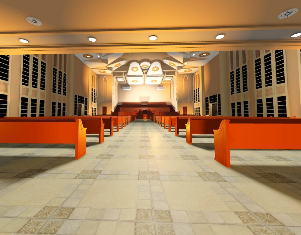 Diesel n' Steel screenshot: the interior of a community building on the map